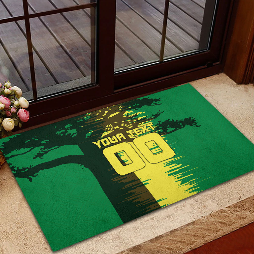 Personalized Senegal Football Lion Rubber Doormat Fierce Roaring Lion Soccer Art With Senegal Flag