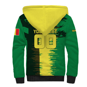 Personalized Senegal Football Lion Sherpa Hoodie Fierce Roaring Lion Soccer Art With Senegal Flag