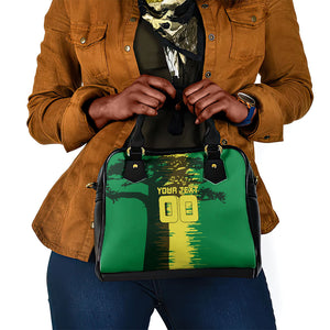 Personalized Senegal Football Lion Shoulder Handbag Fierce Roaring Lion Soccer Art With Senegal Flag