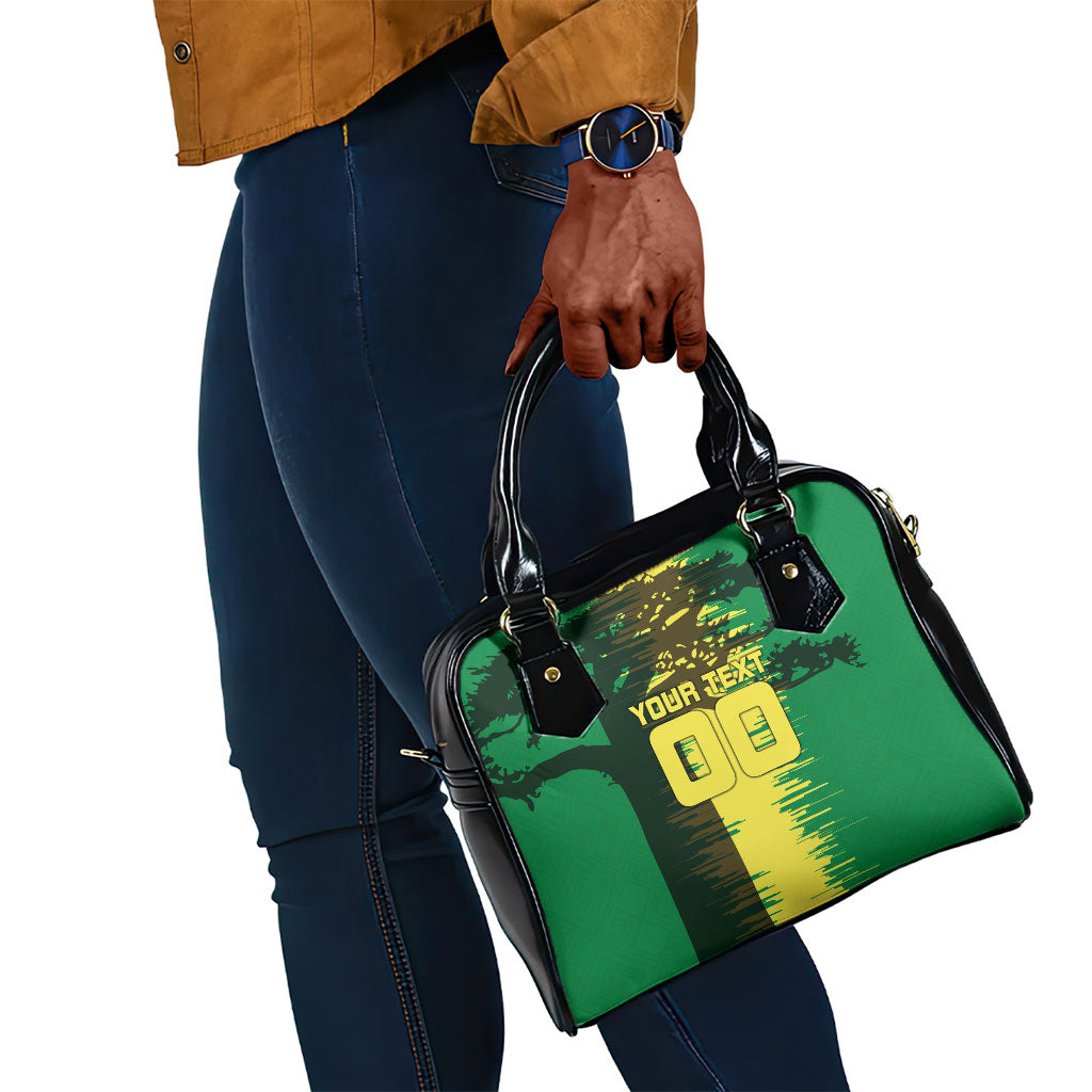 Personalized Senegal Football Lion Shoulder Handbag Fierce Roaring Lion Soccer Art With Senegal Flag