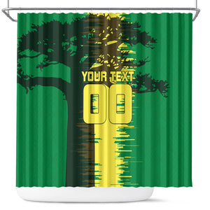 Personalized Senegal Football Lion Shower Curtain Fierce Roaring Lion Soccer Art With Senegal Flag