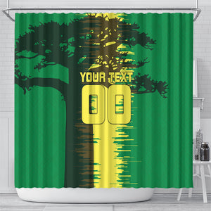 Personalized Senegal Football Lion Shower Curtain Fierce Roaring Lion Soccer Art With Senegal Flag
