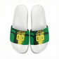 Personalized Senegal Football Lion Slide Sandals Fierce Roaring Lion Soccer Art With Senegal Flag