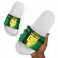 Personalized Senegal Football Lion Slide Sandals Fierce Roaring Lion Soccer Art With Senegal Flag