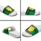 Personalized Senegal Football Lion Slide Sandals Fierce Roaring Lion Soccer Art With Senegal Flag