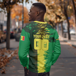 Personalized Senegal Football Lion Sweatshirt Fierce Roaring Lion Soccer Art With Senegal Flag