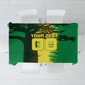 Personalized Senegal Football Lion Tablecloth Fierce Roaring Lion Soccer Art With Senegal Flag