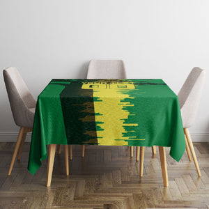 Personalized Senegal Football Lion Tablecloth Fierce Roaring Lion Soccer Art With Senegal Flag