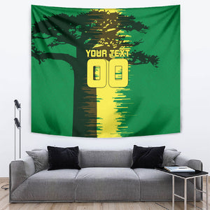 Personalized Senegal Football Lion Tapestry Fierce Roaring Lion Soccer Art With Senegal Flag