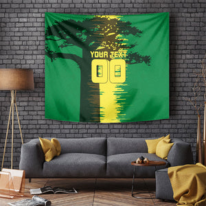 Personalized Senegal Football Lion Tapestry Fierce Roaring Lion Soccer Art With Senegal Flag