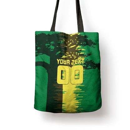 Personalized Senegal Football Lion Tote Bag Fierce Roaring Lion Soccer Art With Senegal Flag
