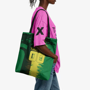 Personalized Senegal Football Lion Tote Bag Fierce Roaring Lion Soccer Art With Senegal Flag