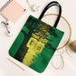 Personalized Senegal Football Lion Tote Bag Fierce Roaring Lion Soccer Art With Senegal Flag