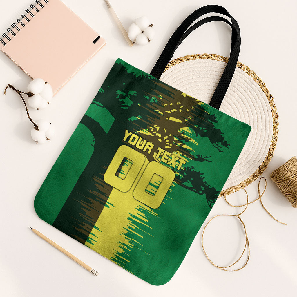 Personalized Senegal Football Lion Tote Bag Fierce Roaring Lion Soccer Art With Senegal Flag