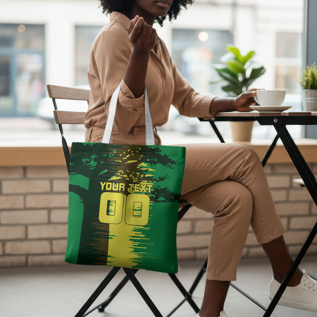 Personalized Senegal Football Lion Tote Bag Fierce Roaring Lion Soccer Art With Senegal Flag