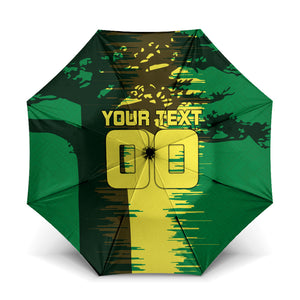 Personalized Senegal Football Lion Umbrella Fierce Roaring Lion Soccer Art With Senegal Flag