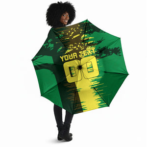 Personalized Senegal Football Lion Umbrella Fierce Roaring Lion Soccer Art With Senegal Flag