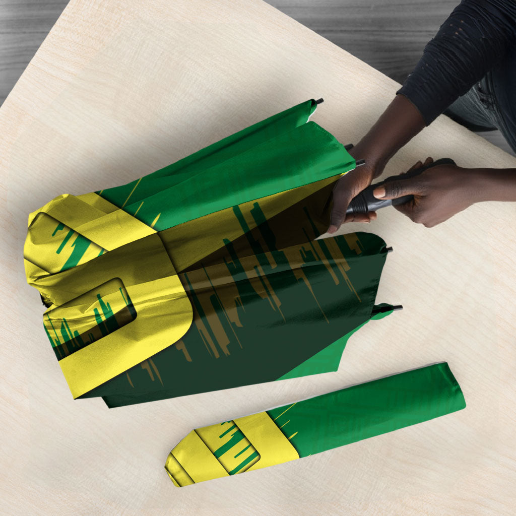 Personalized Senegal Football Lion Umbrella Fierce Roaring Lion Soccer Art With Senegal Flag