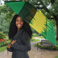 Personalized Senegal Football Lion Umbrella Fierce Roaring Lion Soccer Art With Senegal Flag