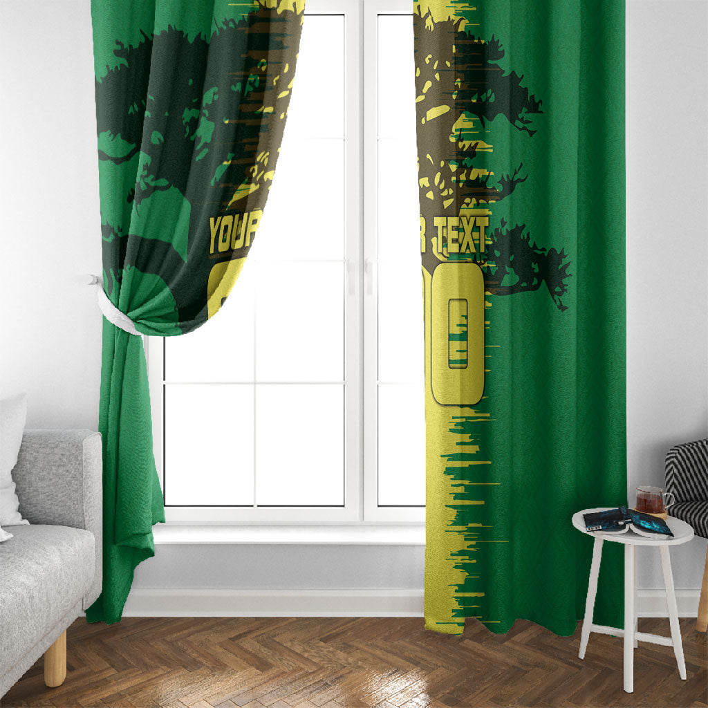 Personalized Senegal Football Lion Window Curtain Fierce Roaring Lion Soccer Art With Senegal Flag