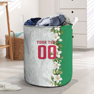 Personalized Algeria Football Desert Fox Laundry Basket Desert Fox Mascot Soccer Art With Floral Jasmine And Flag