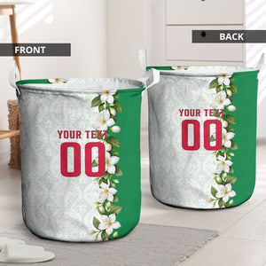 Personalized Algeria Football Desert Fox Laundry Basket Desert Fox Mascot Soccer Art With Floral Jasmine And Flag