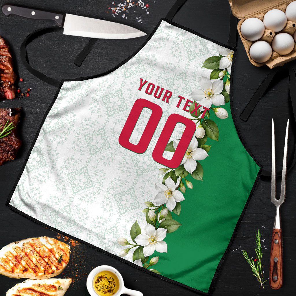 Personalized Algeria Football Desert Fox Apron Desert Fox Mascot Soccer Art With Floral Jasmine And Flag