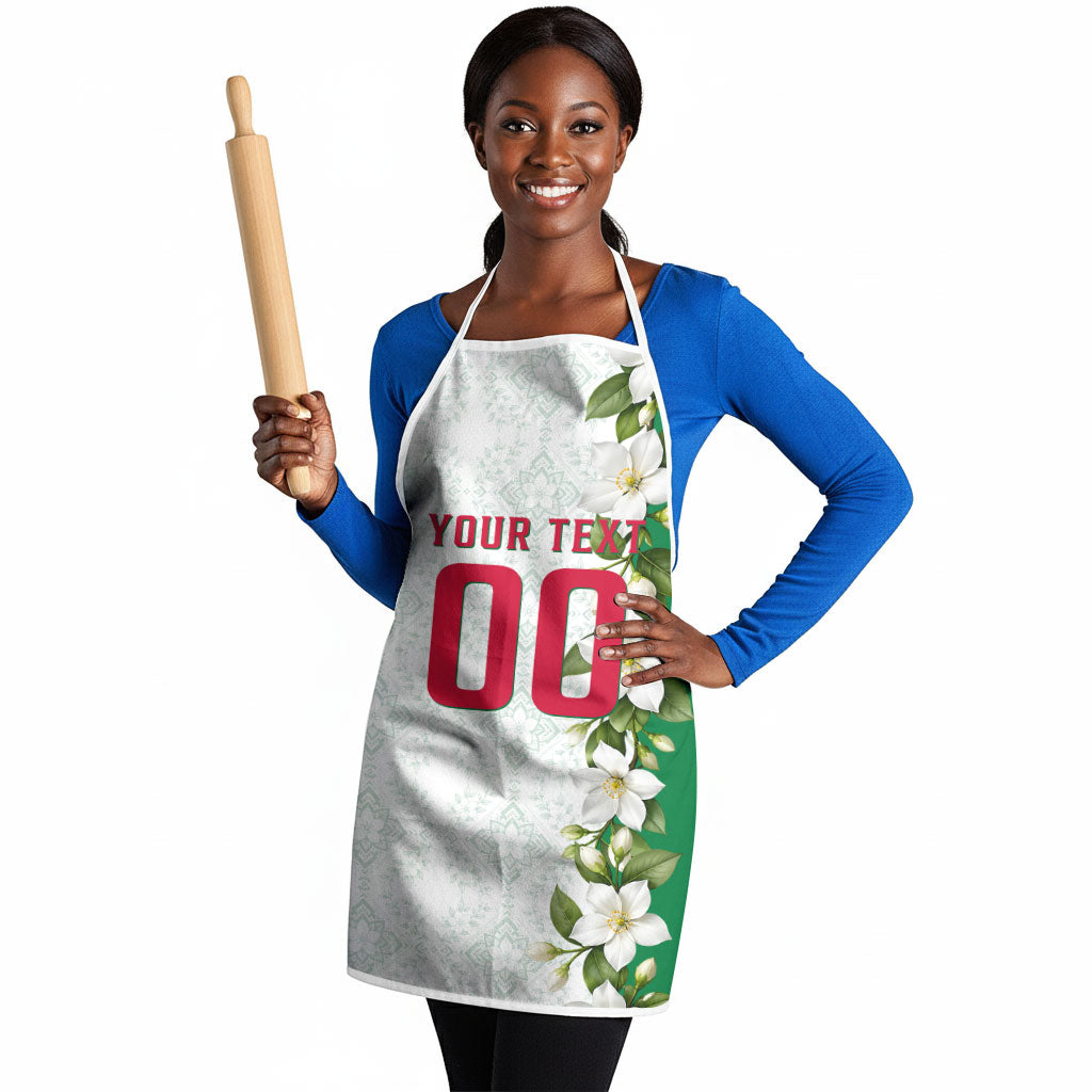 Personalized Algeria Football Desert Fox Apron Desert Fox Mascot Soccer Art With Floral Jasmine And Flag