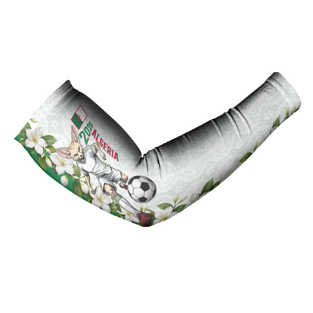 Personalized Algeria Football Desert Fox Arm Sleeves Desert Fox Mascot Soccer Art With Floral Jasmine And Flag