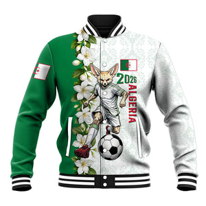 Personalized Algeria Football Desert Fox Baseball Jacket Desert Fox Mascot Soccer Art With Floral Jasmine And Flag