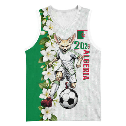 Personalized Algeria Football Desert Fox Basketball Jersey Desert Fox Mascot Soccer Art With Floral Jasmine And Flag