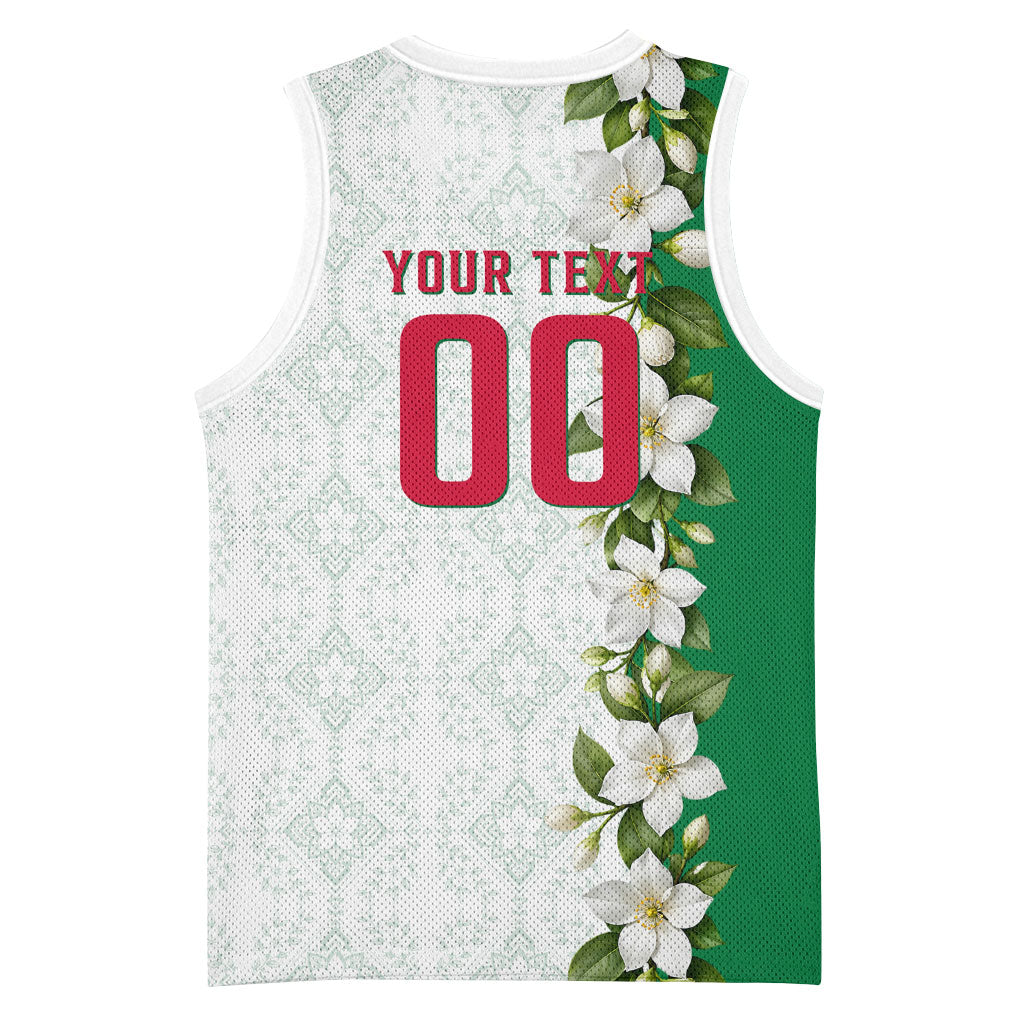 Personalized Algeria Football Desert Fox Basketball Jersey Desert Fox Mascot Soccer Art With Floral Jasmine And Flag