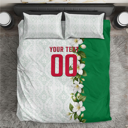 Personalized Algeria Football Desert Fox Bedding Set Desert Fox Mascot Soccer Art With Floral Jasmine And Flag