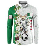 Personalized Algeria Football Desert Fox Button Sweatshirt Desert Fox Mascot Soccer Art With Floral Jasmine And Flag