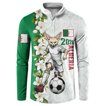 Personalized Algeria Football Desert Fox Button Sweatshirt Desert Fox Mascot Soccer Art With Floral Jasmine And Flag