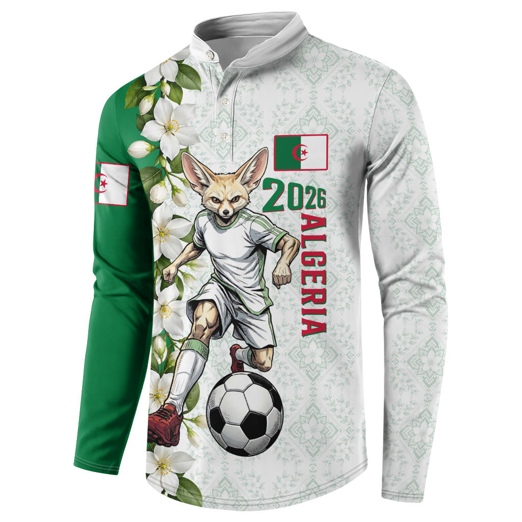Personalized Algeria Football Desert Fox Button Sweatshirt Desert Fox Mascot Soccer Art With Floral Jasmine And Flag