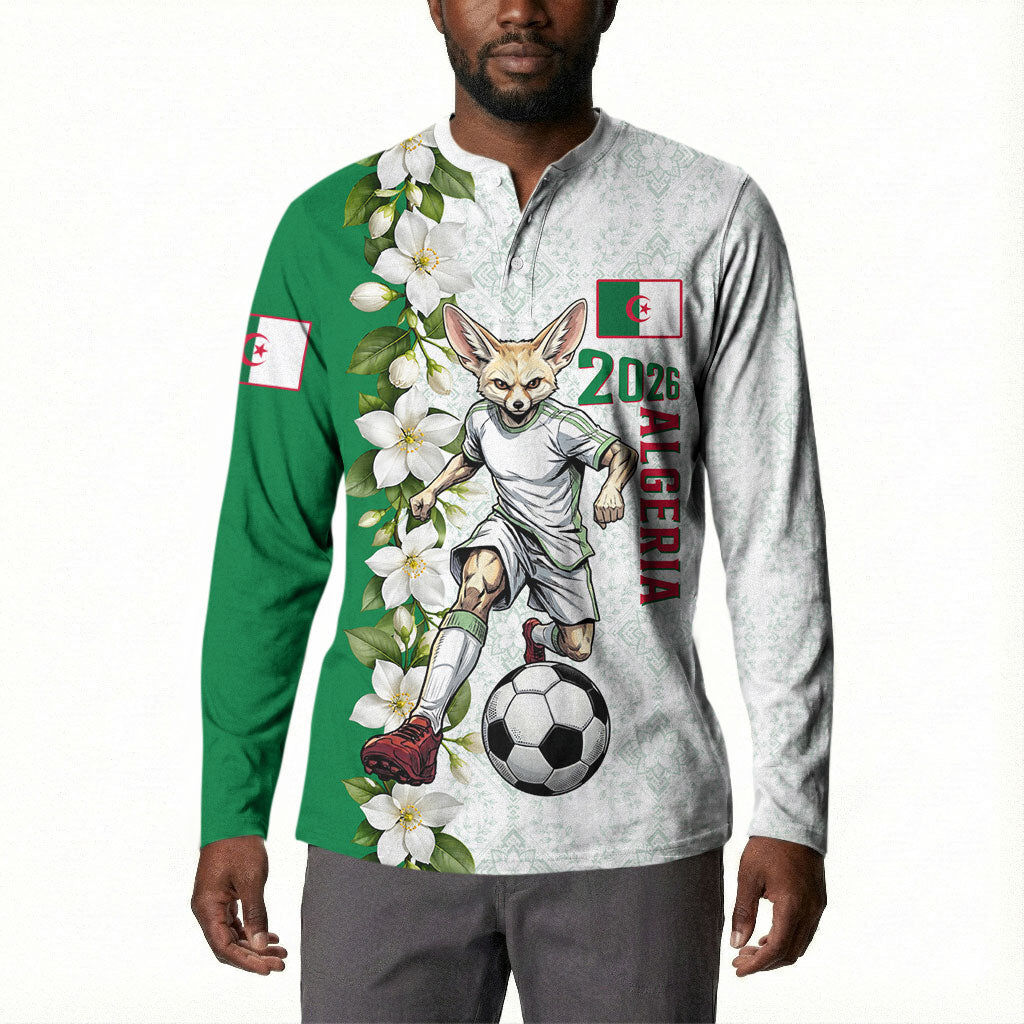 Personalized Algeria Football Desert Fox Button Sweatshirt Desert Fox Mascot Soccer Art With Floral Jasmine And Flag