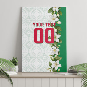 Personalized Algeria Football Desert Fox Canvas Wall Art Desert Fox Mascot Soccer Art With Floral Jasmine And Flag