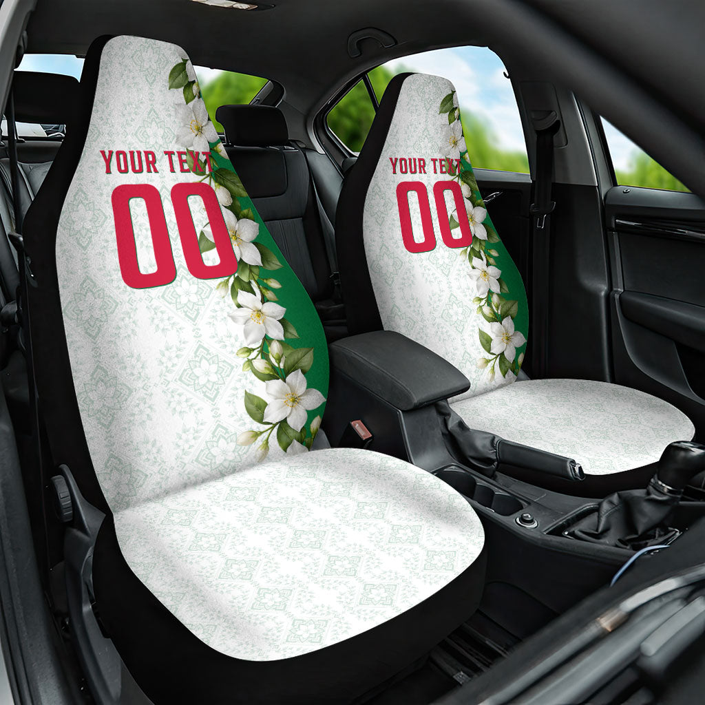 Personalized Algeria Football Desert Fox Car Seat Cover Desert Fox Mascot Soccer Art With Floral Jasmine And Flag