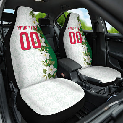 Personalized Algeria Football Desert Fox Car Seat Cover Desert Fox Mascot Soccer Art With Floral Jasmine And Flag