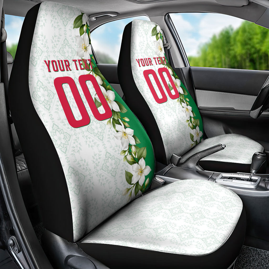 Personalized Algeria Football Desert Fox Car Seat Cover Desert Fox Mascot Soccer Art With Floral Jasmine And Flag