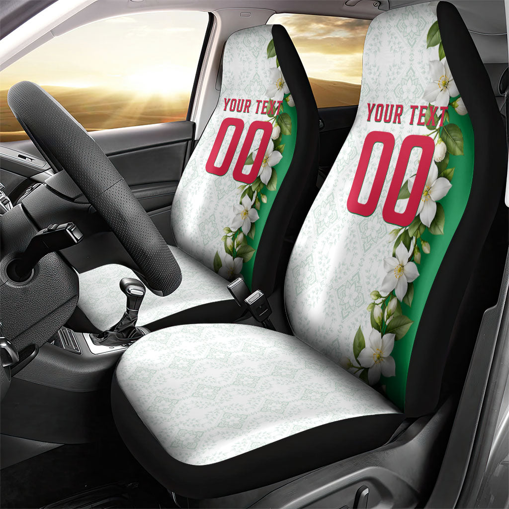 Personalized Algeria Football Desert Fox Car Seat Cover Desert Fox Mascot Soccer Art With Floral Jasmine And Flag