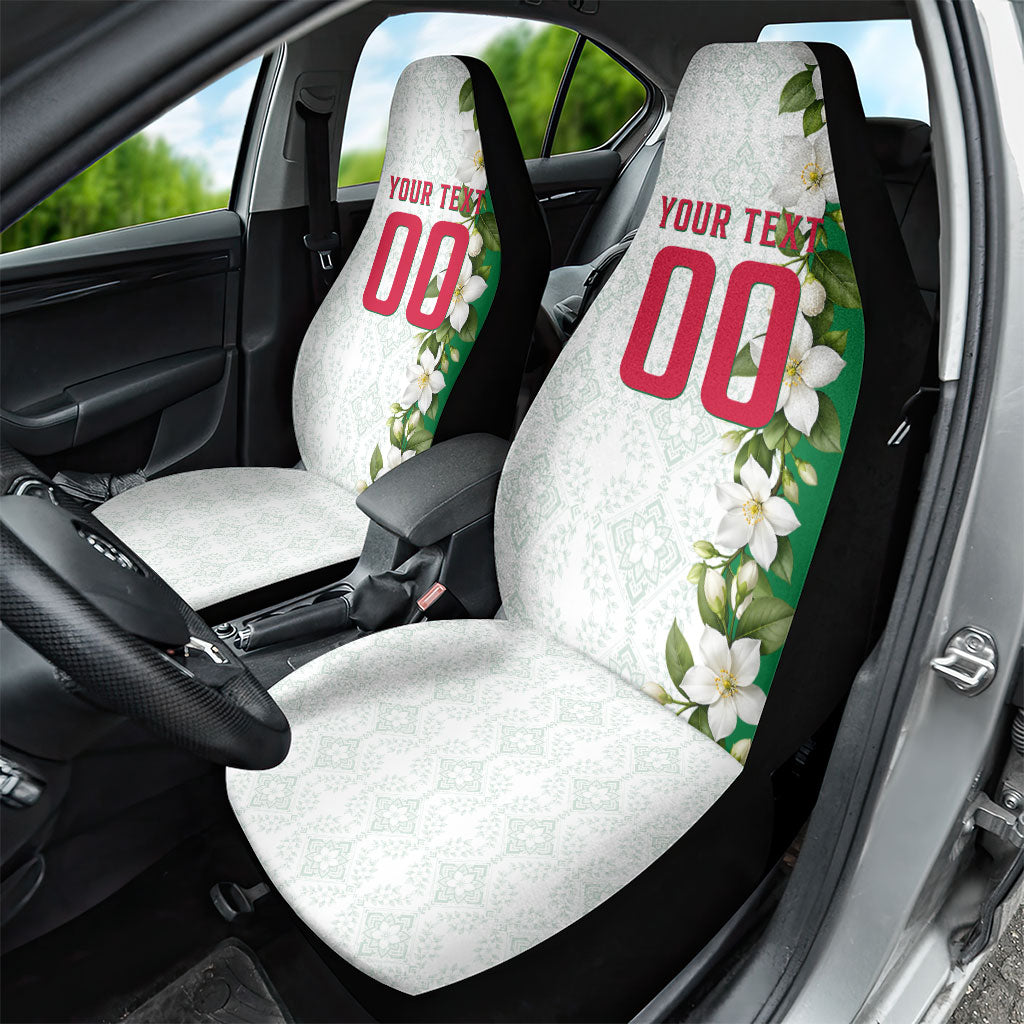 Personalized Algeria Football Desert Fox Car Seat Cover Desert Fox Mascot Soccer Art With Floral Jasmine And Flag