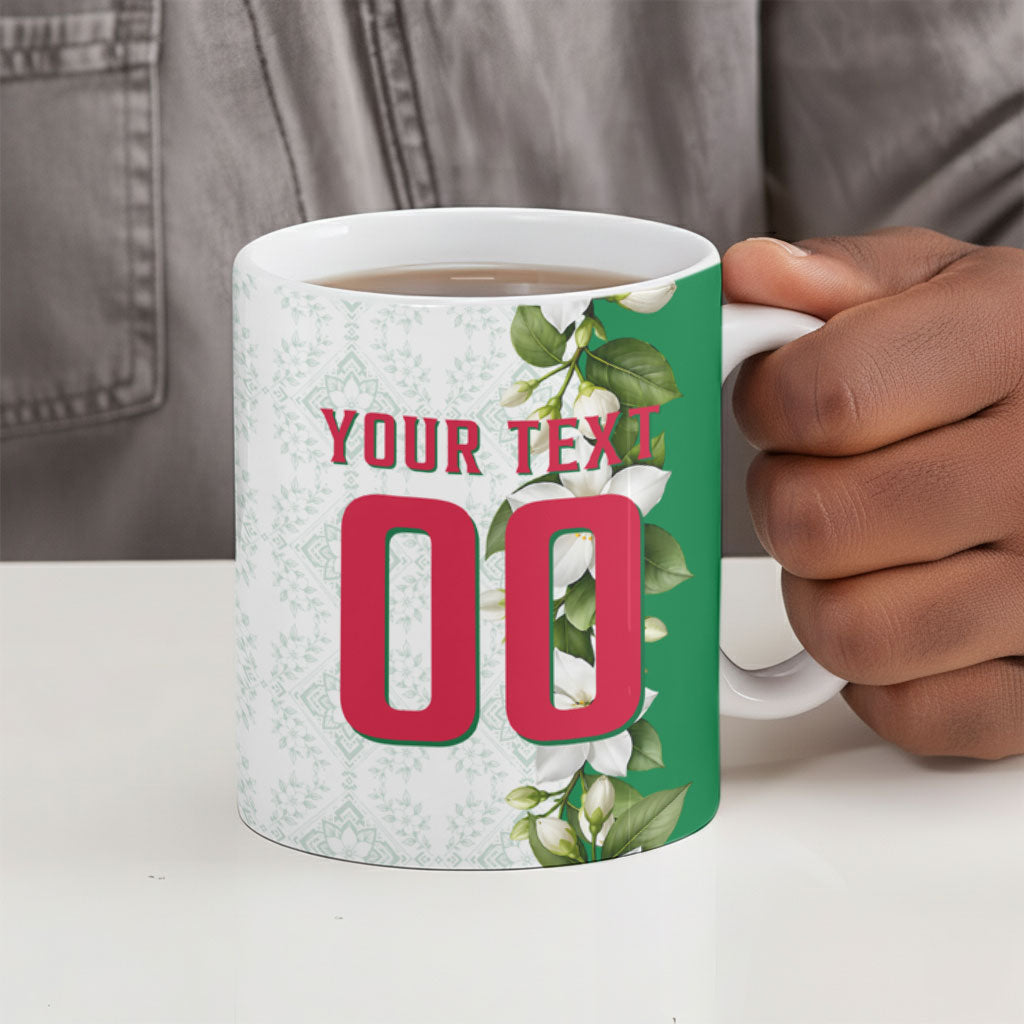 Personalized Algeria Football Desert Fox Ceramic Mug Desert Fox Mascot Soccer Art With Floral Jasmine And Flag