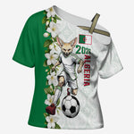 Personalized Algeria Football Desert Fox Cross Shoulder Shirt Desert Fox Mascot Soccer Art With Floral Jasmine And Flag