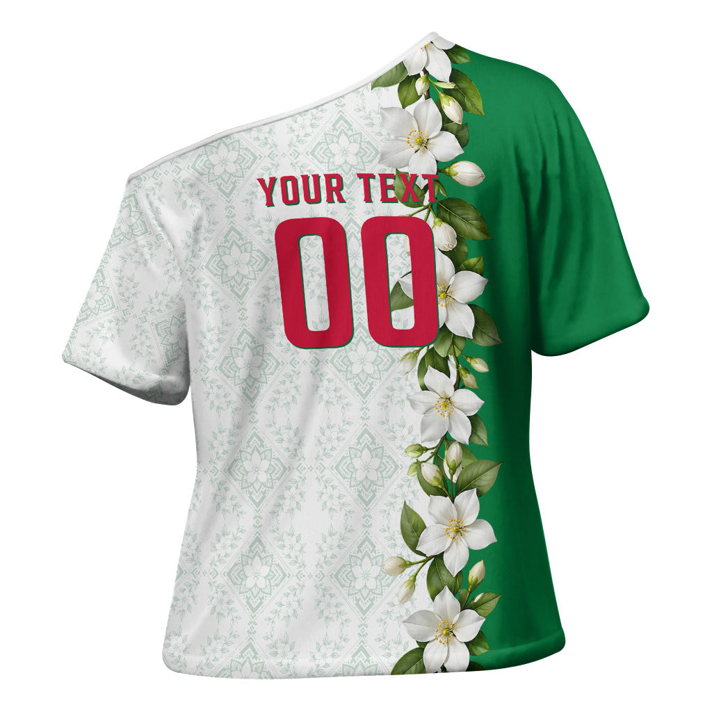 Personalized Algeria Football Desert Fox Cross Shoulder Shirt Desert Fox Mascot Soccer Art With Floral Jasmine And Flag