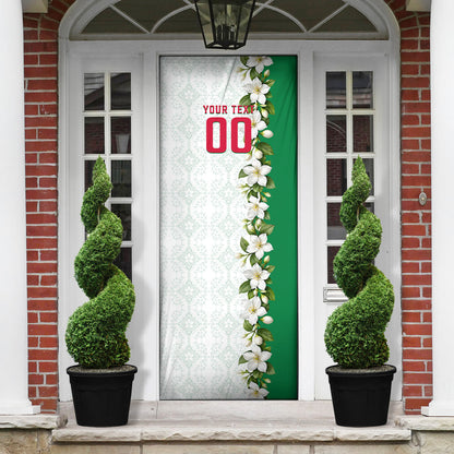Personalized Algeria Football Desert Fox Door Cover Desert Fox Mascot Soccer Art With Floral Jasmine And Flag