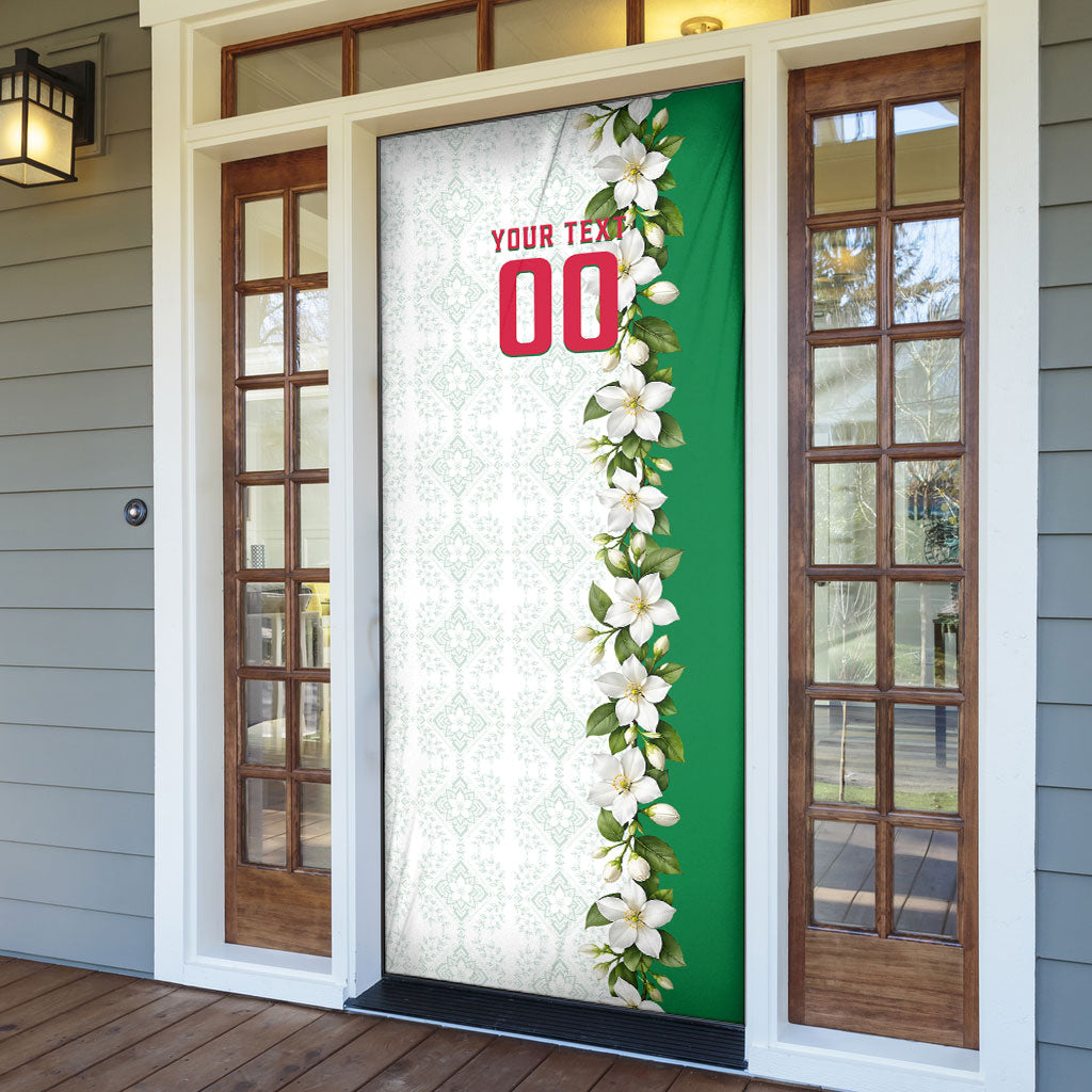 Personalized Algeria Football Desert Fox Door Cover Desert Fox Mascot Soccer Art With Floral Jasmine And Flag