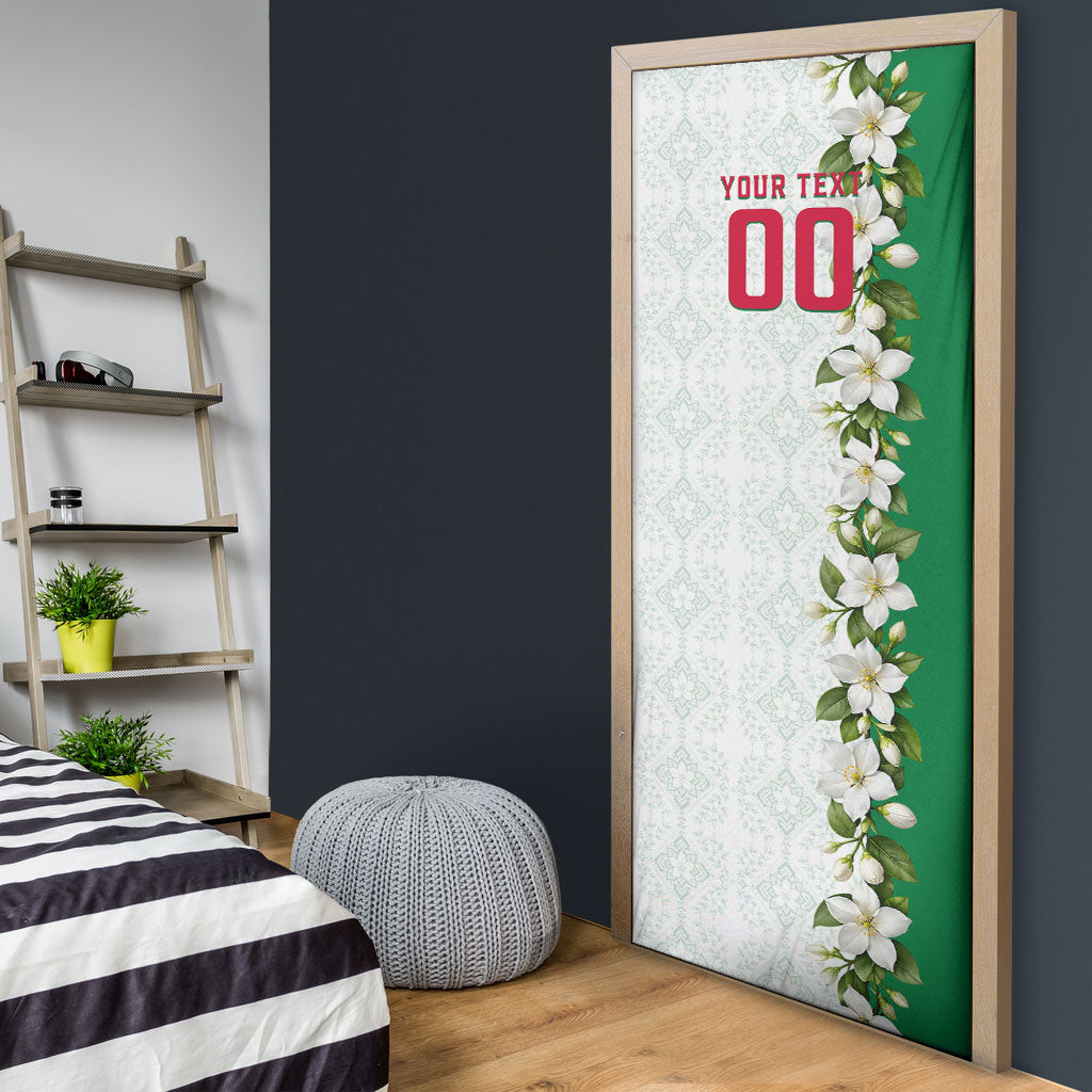 Personalized Algeria Football Desert Fox Door Cover Desert Fox Mascot Soccer Art With Floral Jasmine And Flag