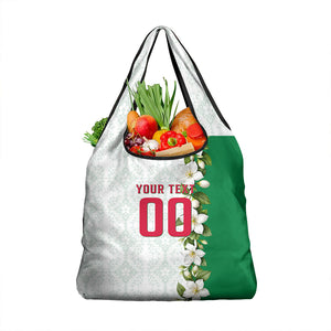 Personalized Algeria Football Desert Fox Grocery Bag Desert Fox Mascot Soccer Art With Floral Jasmine And Flag